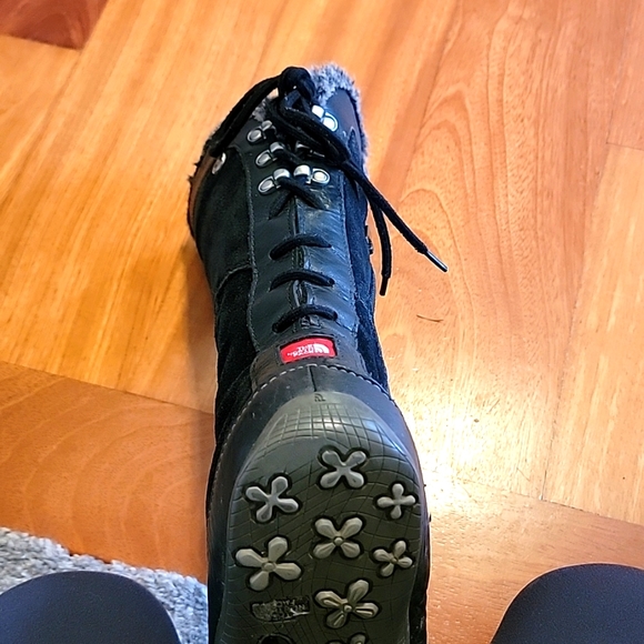 H.💗P.-North Face Black Suede Wide Calf Boots - Picture 8 of 8